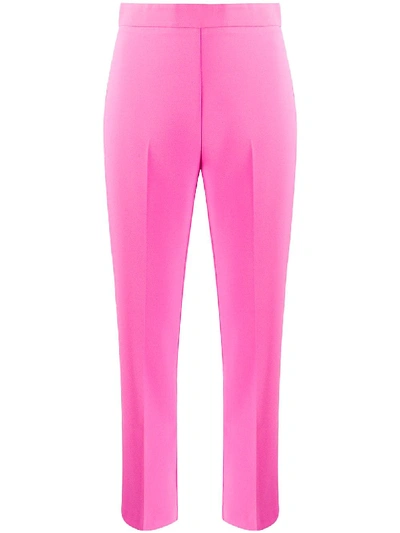 Shop Pinko Cropped High Waisted Trousers In Pink