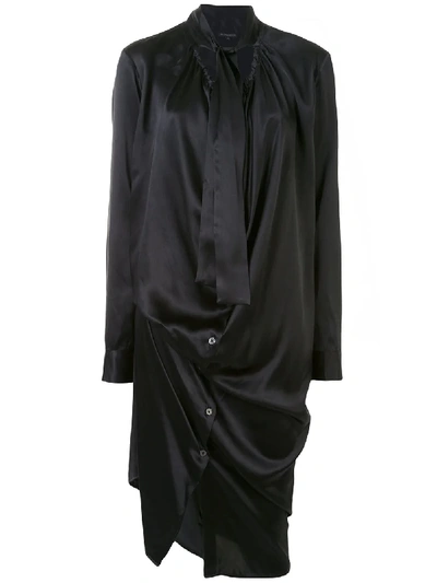 Shop Ann Demeulemeester Draped Tie-neck Shirt Dress In Black