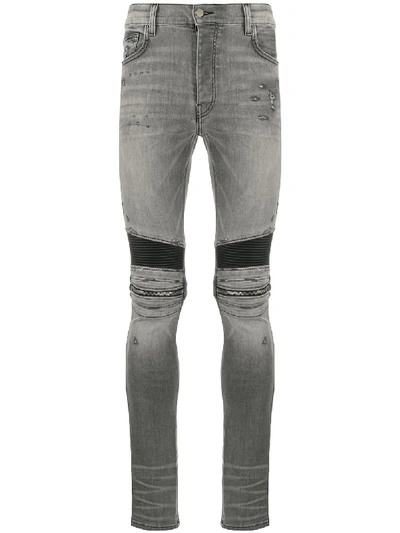 Shop Amiri Biker Skinny Jeans In Grey