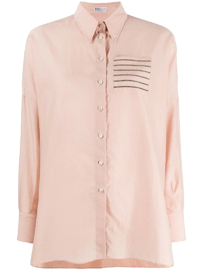 Shop Brunello Cucinelli Oversized Buttoned Shirt In 粉色
