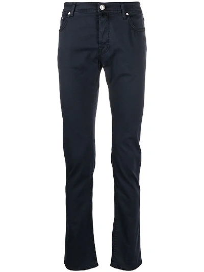 Shop Jacob Cohen Low-top Slim-fit Trousers In Blue