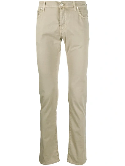 Shop Jacob Cohen Low-top Slim-fit Trousers In Neutrals