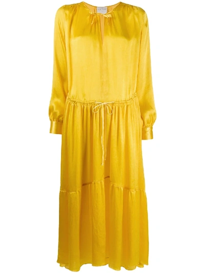 Shop Forte Forte Drawstring Satin Dress In Yellow