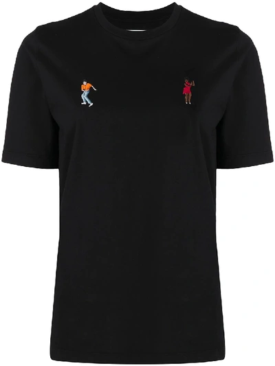 Shop Kirin Dancers Embroidered T-shirt In Black