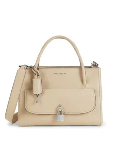 Shop Marc Jacobs Lock That Leather Tote In Sandcastle