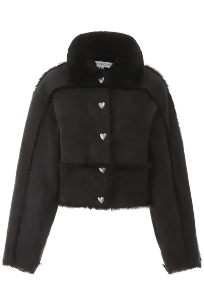 Shop Saks Potts Kahlo Sheepskin Short Jacket In Black
