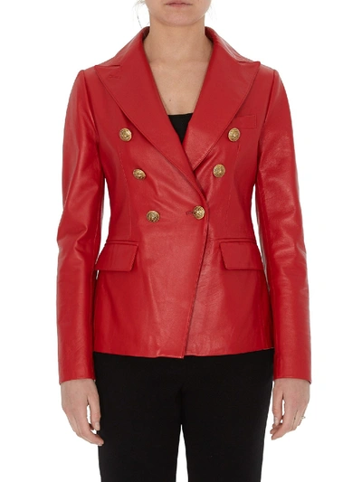 Shop Tagliatore Lizzie Double Breasted Jacket In Red