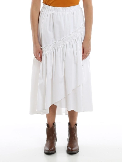 Shop Twinset Poplin Midi Skirt In White