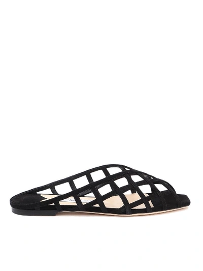 Shop Jimmy Choo Sai Flat Sandals In Black Suede