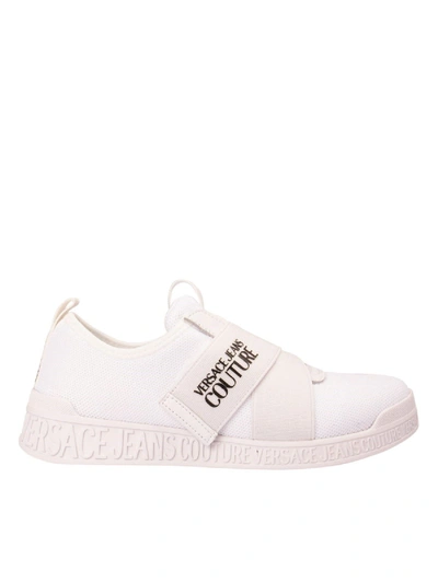 Shop Versace Jeans Couture Branded Strap Slip-on In White