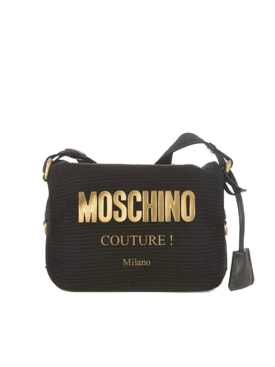 Shop Moschino Logo Print Shoulder Bag In Black
