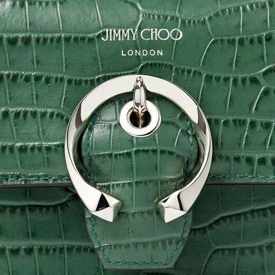 Shop Jimmy Choo Mini Paris Cactus Croc-embossed Leather Super Mini Bag With Metal Buckle