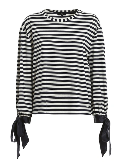 Shop Fay Striped Stretch Viscose Blouse In Dark Blue