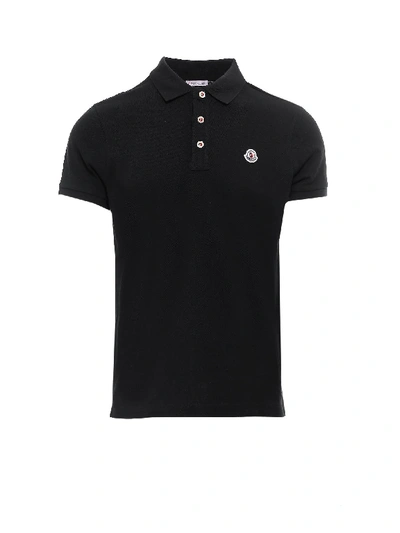 Shop Moncler Logo Patch Polo Shirt In Black