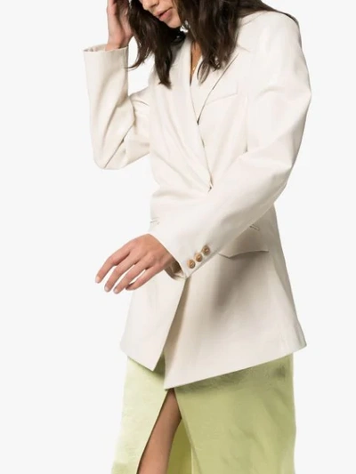 Shop Nanushka Blair Side Button Blazer In Neutrals