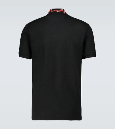 Shop Gucci Embroidered Collar Polo Shirt In Black