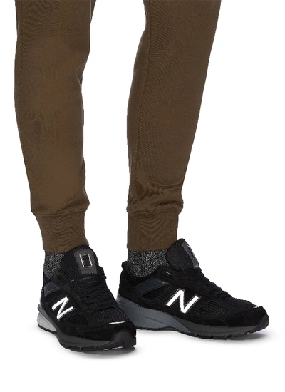 Shop New Balance 'evergreen' Patchwork Contrast Sole Sneakers In Black