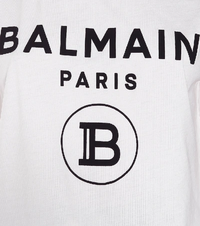 Shop Balmain Logo Cotton-jersey Top In White