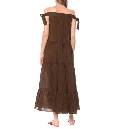 Shop Marysia Starfish Off-shoulder Cotton Maxi Dress In Brown