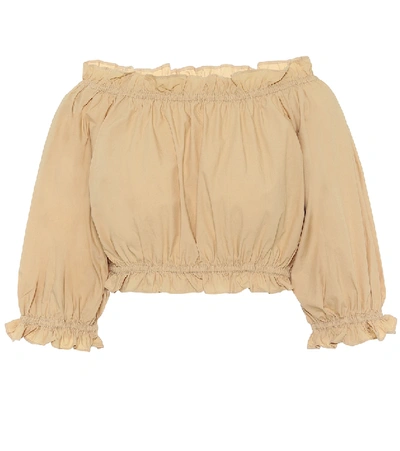 Shop Marysia Globulus Cotton Crop Top In Beige