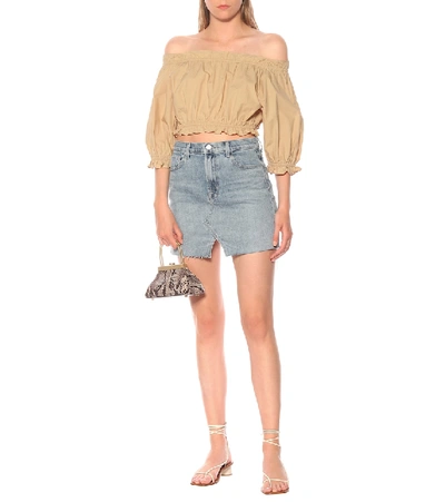 Shop Marysia Globulus Cotton Crop Top In Beige