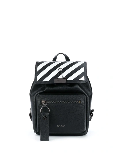 Shop Off-white Diagonal Print Backpack In Black