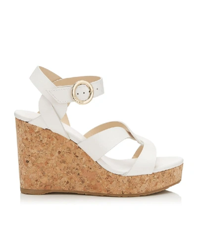 Shop Jimmy Choo Aleili 100 Leather Wedge Sandals