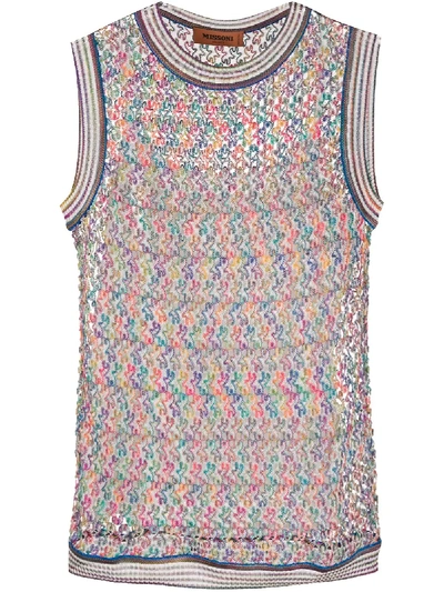 Shop Missoni Knitted Tank Top In Blue