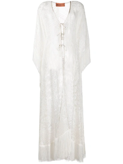Shop Missoni Tie Fastened Lace Cardigan In White