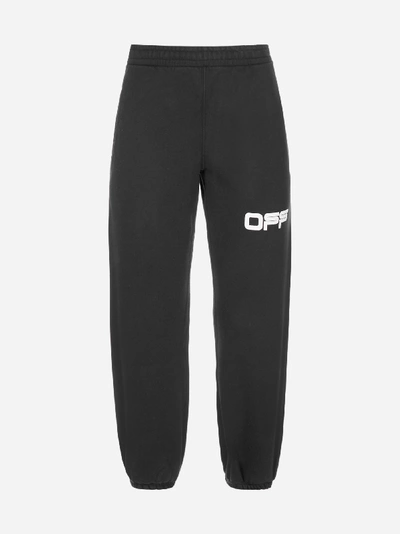 Shop Off-white Airport Tape Cotton Track Pants In Black