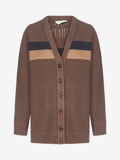 Shop Fendi Pequin Stripes Cotton-blend Cardigan