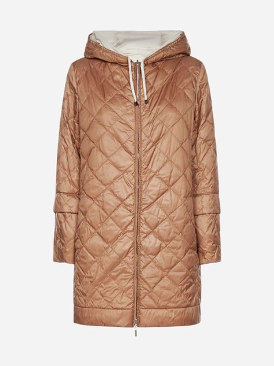 Shop Max Mara The Cube Enovel Reversible Quilted Nylon Down Jacket In Camel