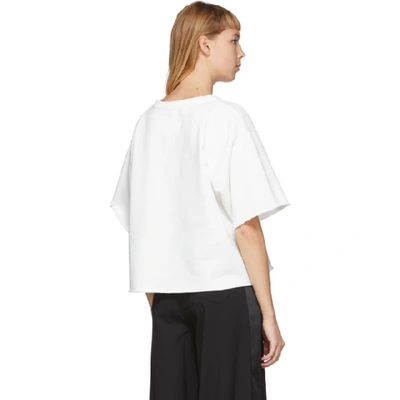 Shop Mm6 Maison Margiela Off-white Wide Cropped Logo T-shirt In 101 Offwhit