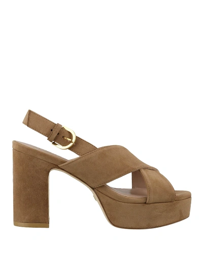 Shop Stuart Weitzman Jerry Suede Sandals In Camel