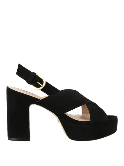 Shop Stuart Weitzman Jerry Suede Sandals In Black