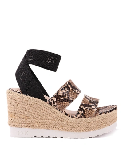 Shop Kendall + Kylie Reptile Print Wedges In Brown