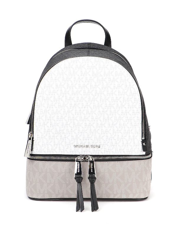 Michael Kors Rhea Medium Color-block Logo Backpack In White | ModeSens