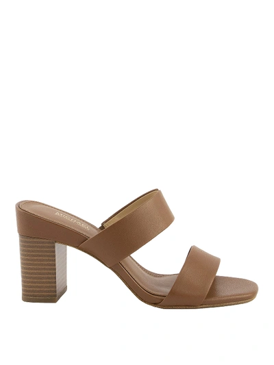 Shop Michael Kors Glenda Leather Sandals In Camel