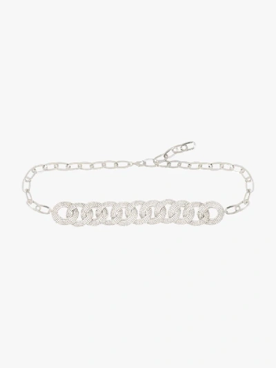 Shop Alessandra Rich Silver Tone Crystal Chain Belt In 001 Crystal