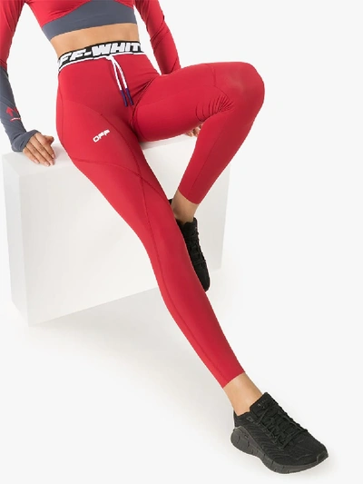 Shop Off-white Active Logo Seamless Leggings In Red