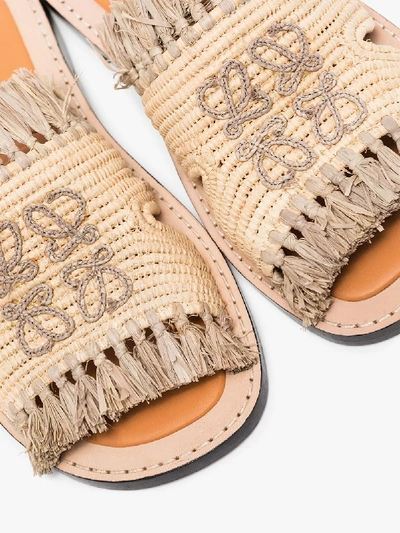 Shop Loewe Raffia Logo Sandals - Women's - Raffia/leather In Brown
