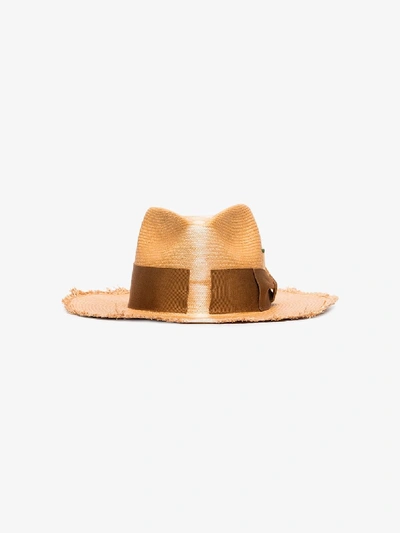 Shop Nick Fouquet Neutral Rayon Side Stripe Straw Hat In Neutrals