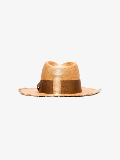 Shop Nick Fouquet Neutral Rayon Side Stripe Straw Hat In Neutrals