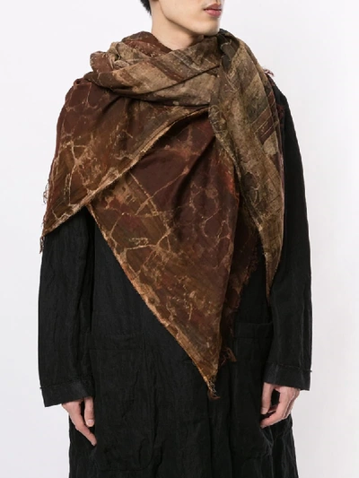 Shop Uma Wang Distressed Print Scarf In Brown