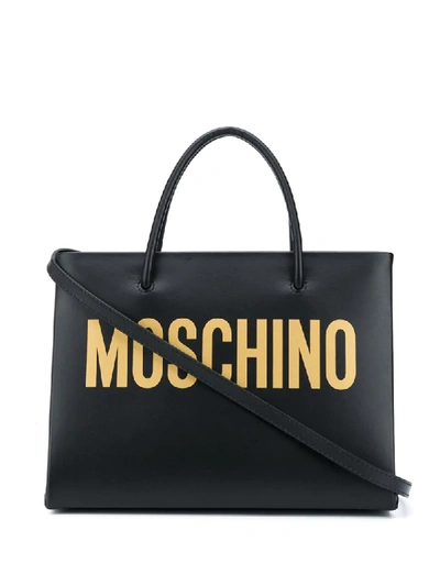 Shop Moschino Logo Print Tote Bag In Black