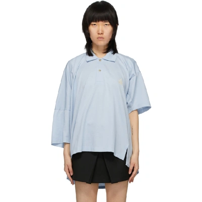 Shop Lanvin Blue Oversize Asymmetric Polo In 201 Blue