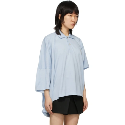 Shop Lanvin Blue Oversize Asymmetric Polo In 201 Blue