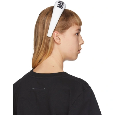 Shop Mm6 Maison Margiela White Logo Headband In 961 Pearl