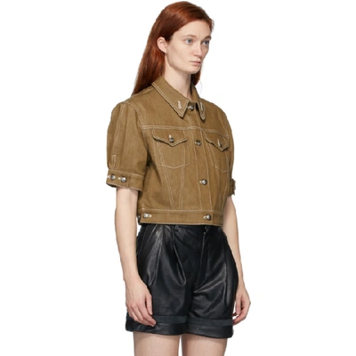 Shop Chloé Chloe Brown Denim Short Sleeve Jacket In 20d Musk Br