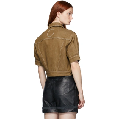 Shop Chloé Chloe Brown Denim Short Sleeve Jacket In 20d Musk Br